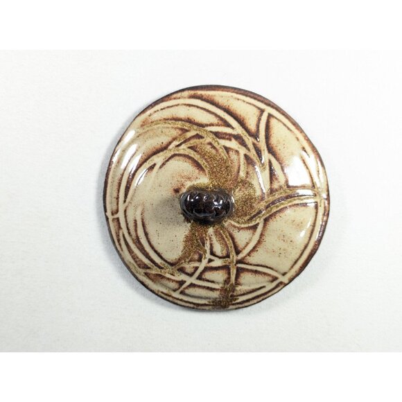 Handmade pottery lidded bowl with bugs, wheel thrown ceramic art storage jar in - Picture 8 of 10